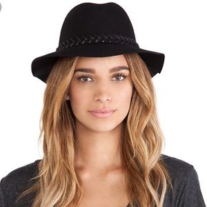RVCA Rosy Fruits Felt Fedora Hat Black Wool NWT